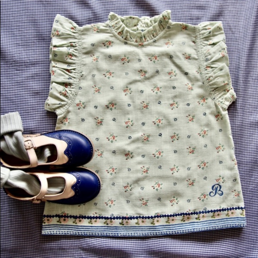 NWT Bonjour Diary Anise Flowers Top - 8Y